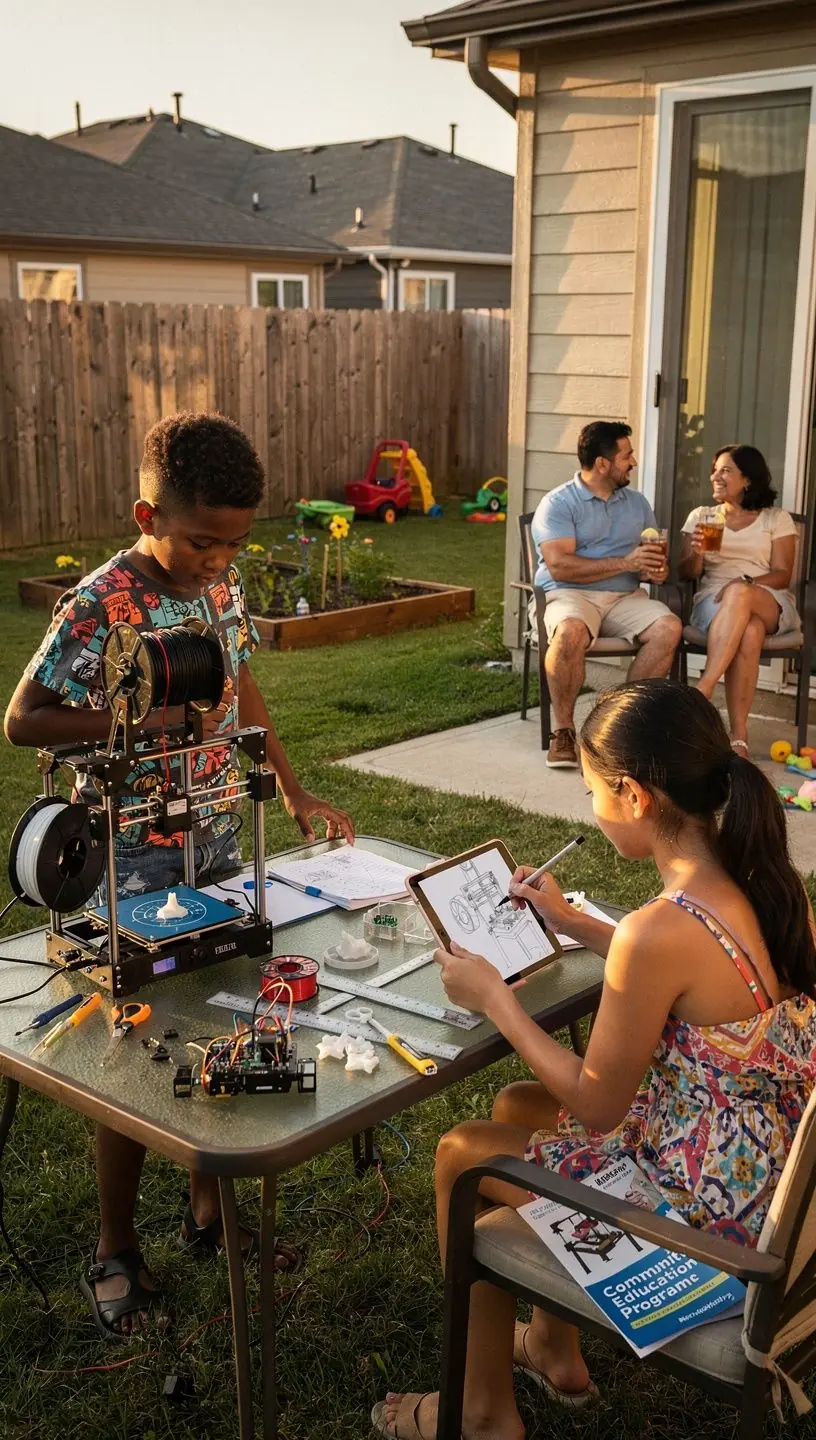 Smart home devices enhancing urban living and technology.