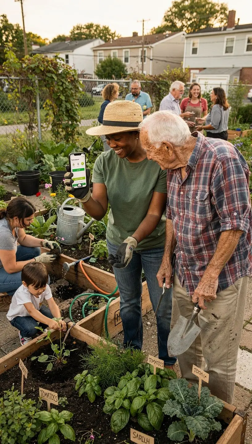 Urban green space with people enjoying nature
